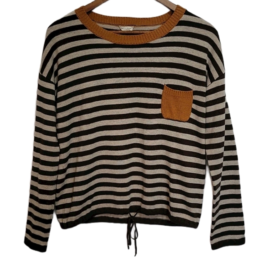 Hem&Thread Striped Cinch Hemline Sweater T…